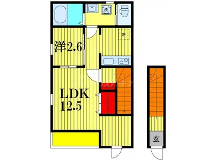 IRIE PAWS(1LDK/2階)の間取り写真