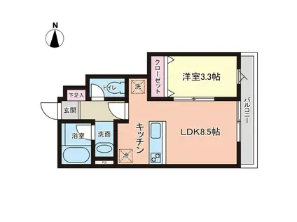 PREMORY名取駅前(1LDK/1階)の間取り写真
