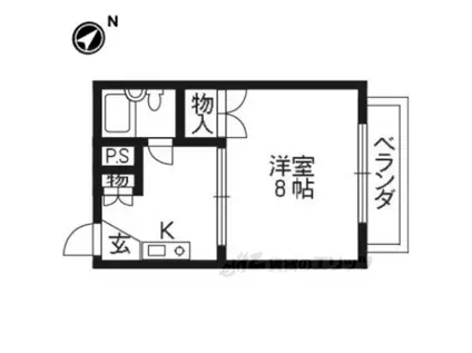 クレセント・ヴィラ(1K/4階)の間取り写真