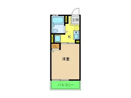 アミチミエⅠ(1K/2階)の間取り写真