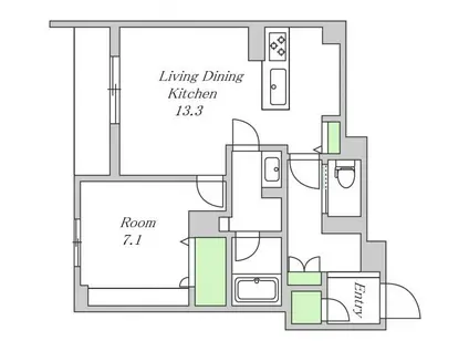シャーメゾン リュクス(1LDK/1階)の間取り写真