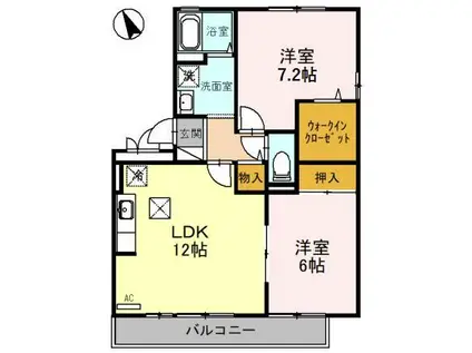 メルベーユ吉兆C棟(2LDK/1階)の間取り写真