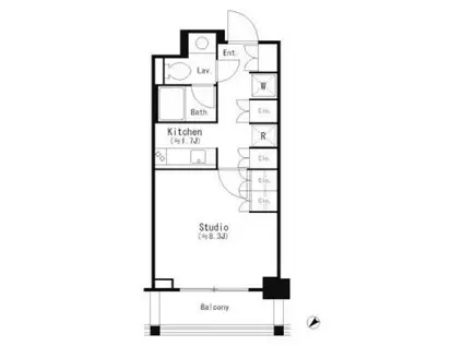 パークキューブ目黒タワー(1K/2階)の間取り写真