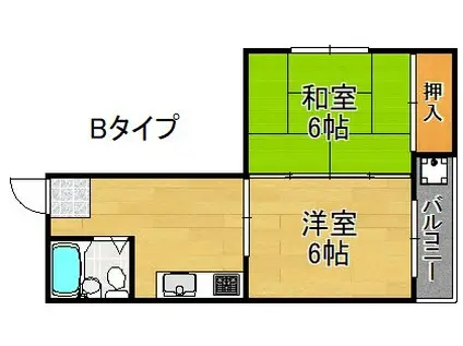 シャルム山坂(2DK/2階)の間取り写真