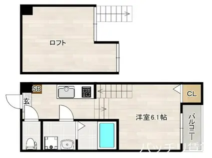ハーモニーテラス三苫(1K/2階)の間取り写真