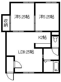 クルーズハウス豊岡2.6(2LDK/2階)の間取り写真