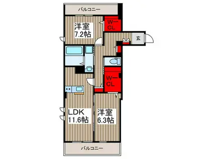 COTTON LIGHTS KAWAGOE(2LDK/2階)の間取り写真