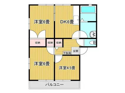ラフォーレ本城(3DK/2階)の間取り写真