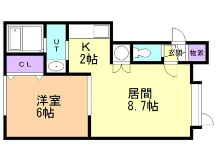 アラモード東室蘭(1LDK/1階)の間取り写真