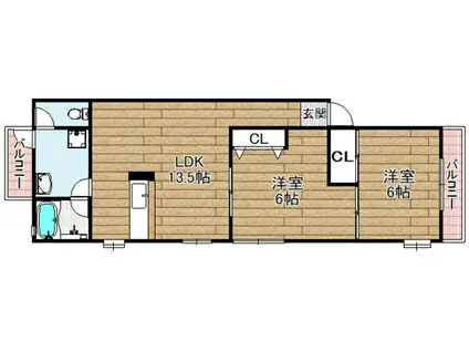 クリサン野田(2LDK/2階)の間取り写真