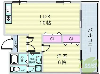 プルミエール豊中(1LDK/7階)の間取り写真