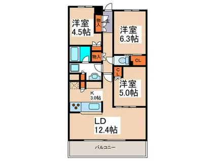 パークホームズ青葉台二丁目(3LDK/2階)の間取り写真