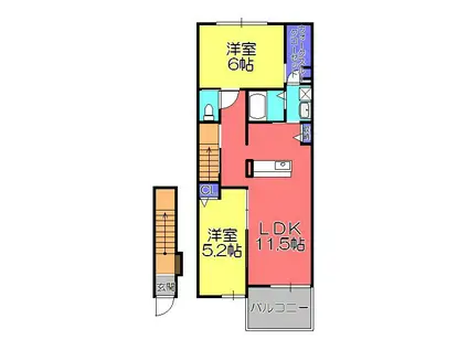 サクラ平II(2LDK/2階)の間取り写真