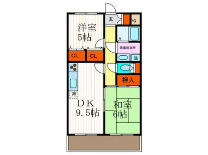 アヴェルデ十ヶ坪(2DK/2階)の間取り写真