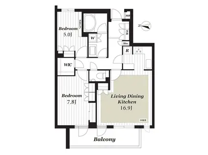 ピアース三宿(2LDK/4階)の間取り写真