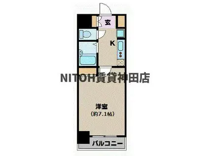 アフェクシオン日本橋人形町(1K/4階)の間取り写真