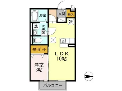 ガーデンヒルズ荒木(1LDK/1階)の間取り写真
