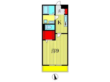 ブランエール(1K/2階)の間取り写真