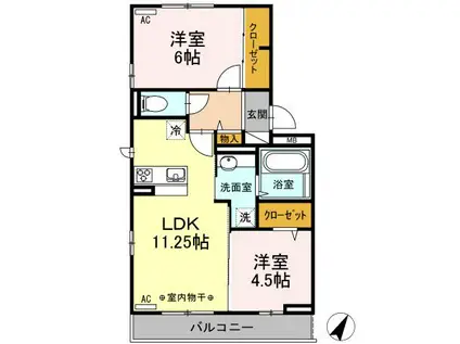 シェーン・アネーロ(2LDK/2階)の間取り写真