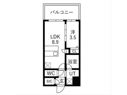 スプランディッド玉造(1LDK/9階)の間取り写真