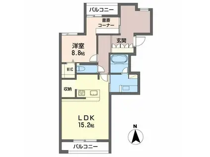 LAPEACE連坊(1LDK/3階)の間取り写真