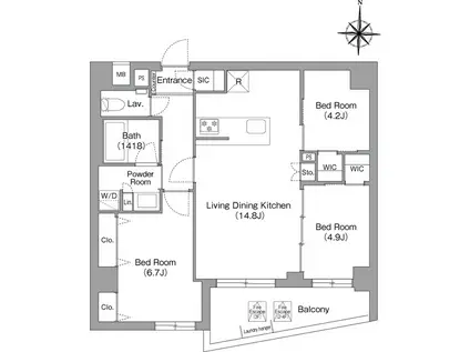 コンフォリア・リヴ永福町(3LDK/4階)の間取り写真