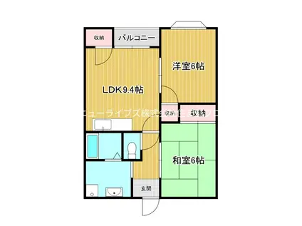 チェリーコート1(2LDK/3階)の間取り写真