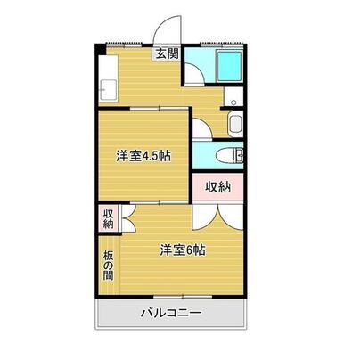 コーポカサブランカ(2K/1階)の間取り写真