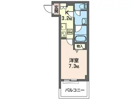 ディアマンテス(1K/1階)の間取り写真