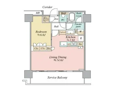 ザヨコハマフロントタワー(1LDK/14階)の間取り写真