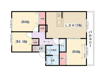 シルキーB(3LDK/1階)の間取り写真