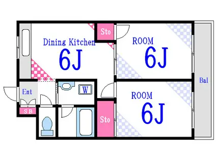 市川第三マンション(2DK/5階)の間取り写真