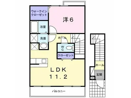 アヴニールII(1LDK/2階)の間取り写真