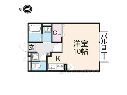 サンリーフ(ワンルーム/2階)の間取り写真