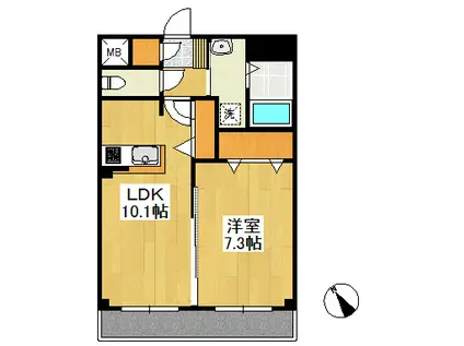 フォブール放駒(1LDK/1階)の間取り写真