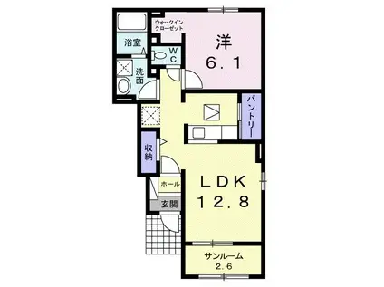 サンリットタウン 日高A(1LDK/1階)の間取り写真