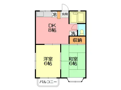 ドリーム湘南(2DK/2階)の間取り写真