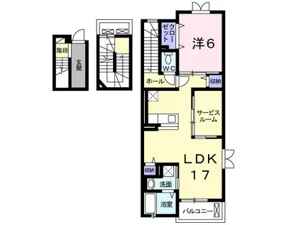 スクールヤード・シノギ(1LDK/3階)の間取り写真
