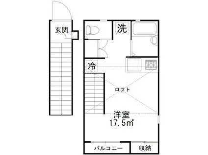 ピアコート(ワンルーム/2階)の間取り写真