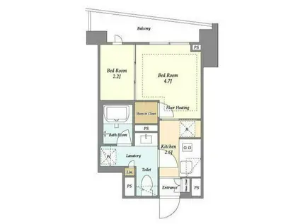 LIBR GRANT 四谷三丁目(2K/3階)の間取り写真