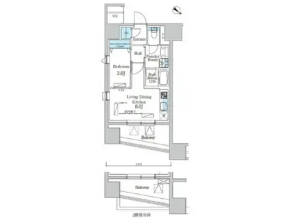デュオフラッツ池尻大橋ノリス(1LDK/6階)の間取り写真