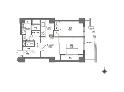 文京グリーンコートビュータワー本駒込(2DK/12階)の間取り写真