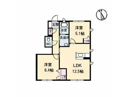 シャーメゾンボヌールD棟(2LDK/1階)の間取り写真