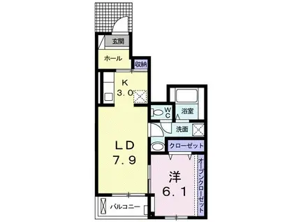 エミネンス・ヴィラ(1LDK/1階)の間取り写真