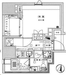 ライオンズ千代田岩本町ミレス(1K/2階)の間取り写真