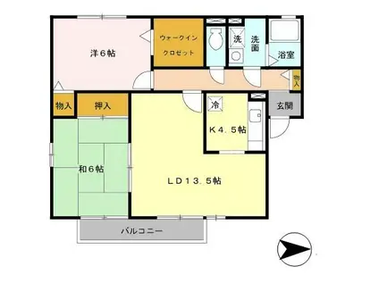 グリーンコートA・B(2LDK/2階)の間取り写真