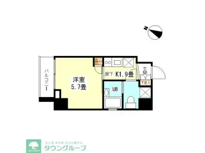 シンシア芝浦LUNETTA(1K/4階)の間取り写真