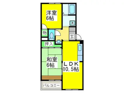 サンライズ羽衣(2LDK/3階)の間取り写真