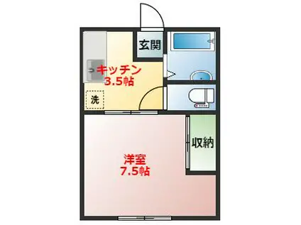 萩園ハイツ(1K/1階)の間取り写真