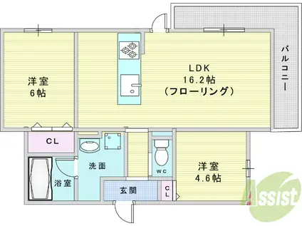 D-RESIDENCE荘園B(2LDK/1階)の間取り写真